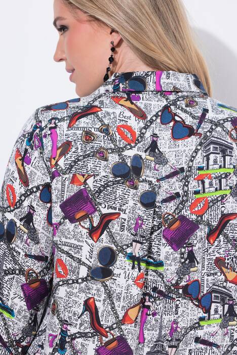 Blusa dal taglio svasato con stampa allover e orlo arrotondato