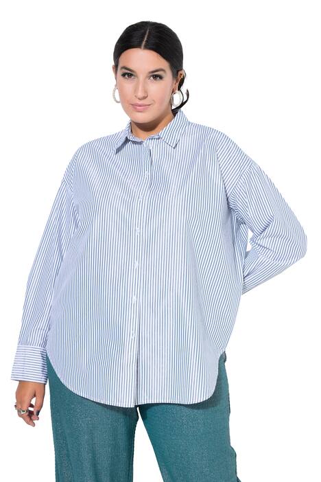 Košilová halenka, oversize, třpytivé pruhy
