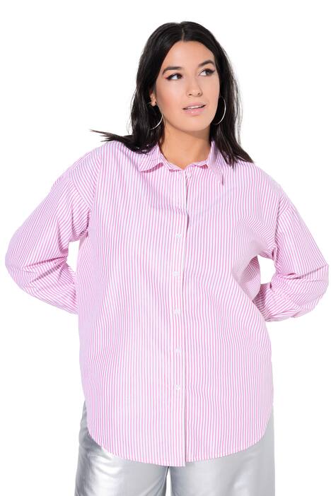 Košilová halenka, oversize, třpytivé pruhy