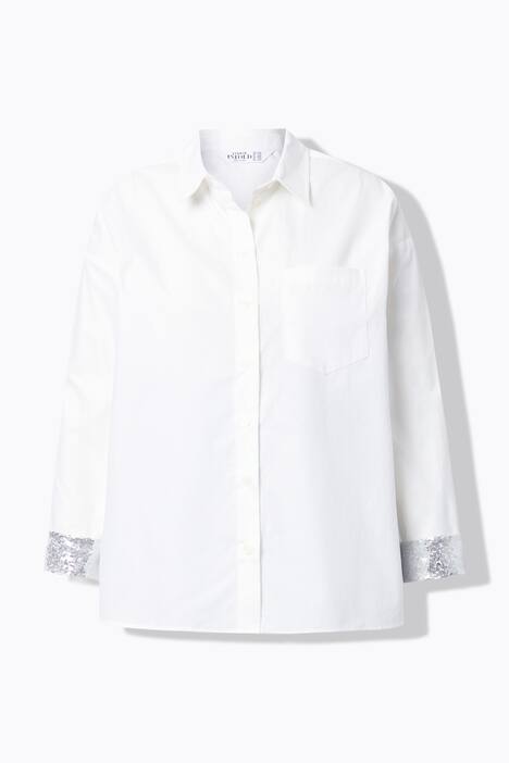 Blusa camisera, oversize, puño con brillo (interior)