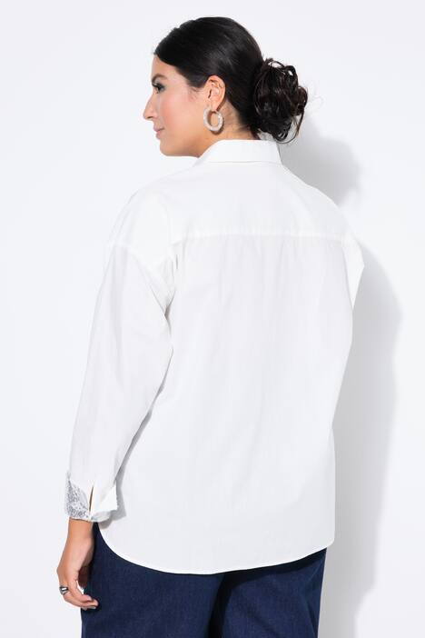 Blusa camisera, oversize, puño con brillo (interior)
