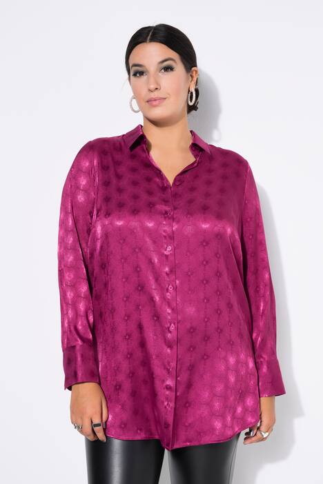 Blusa camisera, forma ancha y recta, motivos de rayos