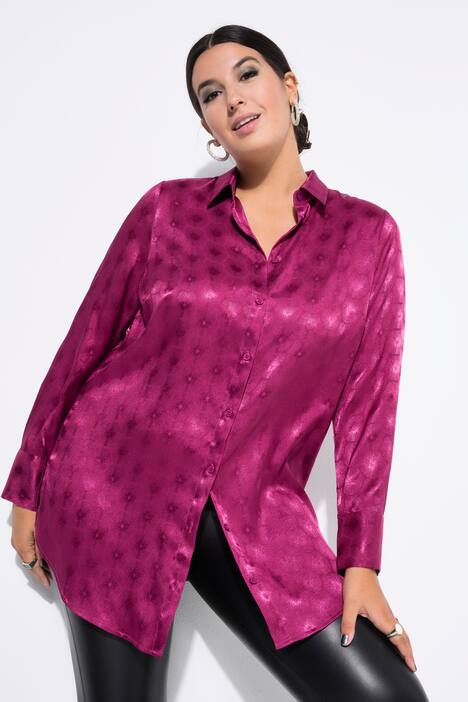 Blusa camisera, forma ancha y recta, motivos de rayos