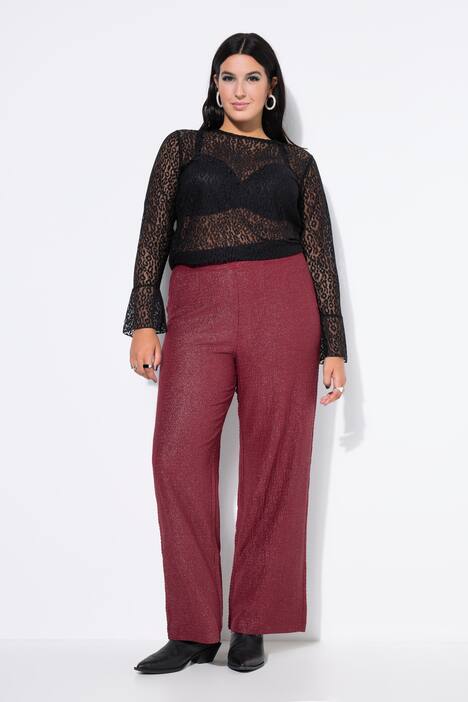 Pantalon coupe Wide Legs, matière texturée et scintillante