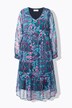 Midikleid, A-Line, doppellagig, floraler Print, Saumvolant