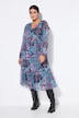 Midikleid, A-Line, doppellagig, floraler Print, Saumvolant
