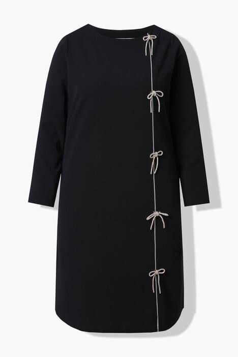 Vestido, línea A, lazo decorativo de crespón