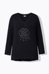 Longshirt, A-lijn, glitterbloemen, lange mouwen