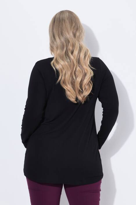 Longshirt, A-lijn, glitterbloemen, lange mouwen