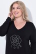 Longshirt, A-lijn, glitterbloemen, lange mouwen