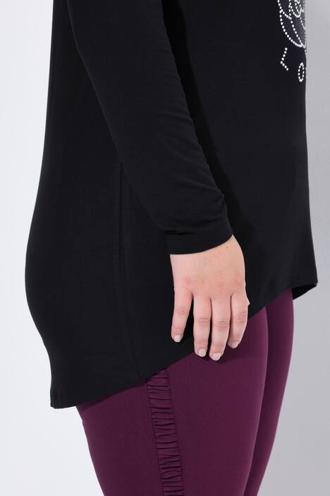Longshirt, A-lijn, glitterbloemen, lange mouwen