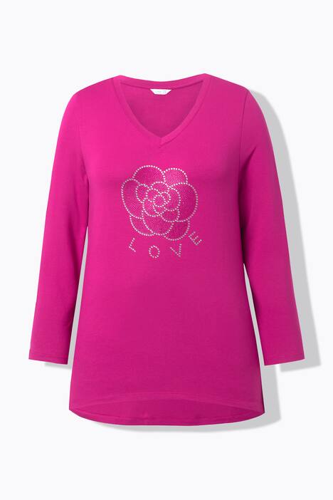 Longshirt, A-lijn, glitterbloemen, lange mouwen