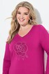 Longshirt, A-lijn, glitterbloemen, lange mouwen