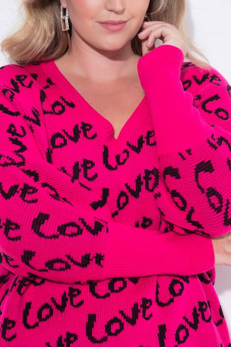 Neule, ponchomalli, LOVE-tekstit