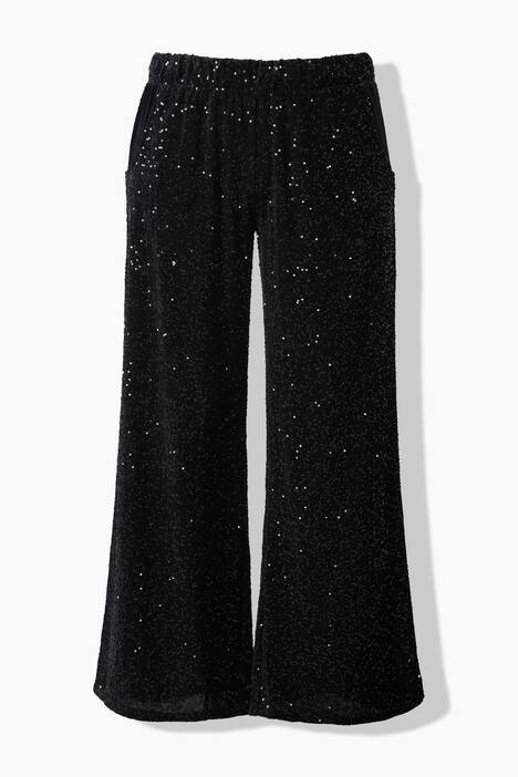 Pantaloni dal taglio dritto in velluto con paillettes
