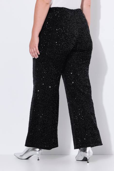 Pantaloni dal taglio dritto in velluto con paillettes