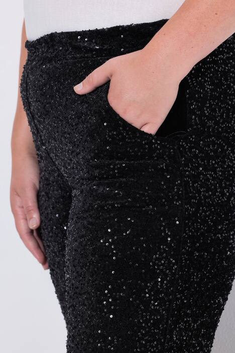 Pantaloni dal taglio dritto in velluto con paillettes