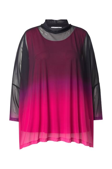 Síťovaná halenka, oversize, barevný přechod, neprůhledný top
