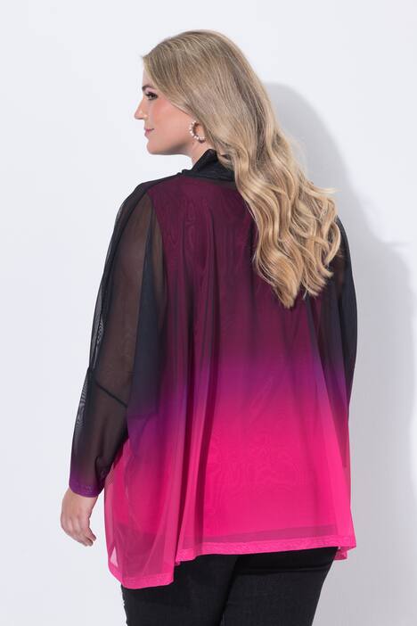 Oversized bluse i mesh, farvegraduering, uigennemsigtig top