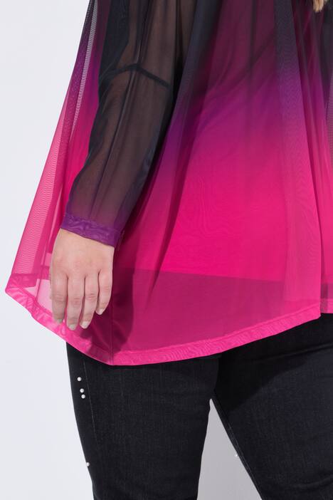 Oversized bluse i mesh, farvegraduering, uigennemsigtig top
