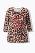T-skjorte, normal passform, leopard, bokstaver, 3/4 ermer