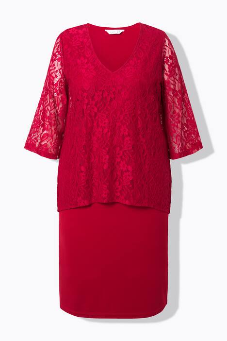 Robe en dentelle, fond de robe en jersey opaque
