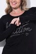 Maglia dal taglio svasato con scritta glitterata e maniche lunghe