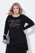 Maglia dal taglio svasato con scritta glitterata e maniche lunghe