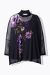 Blusa dal taglio oversize in mesh con design floreale e top coprente