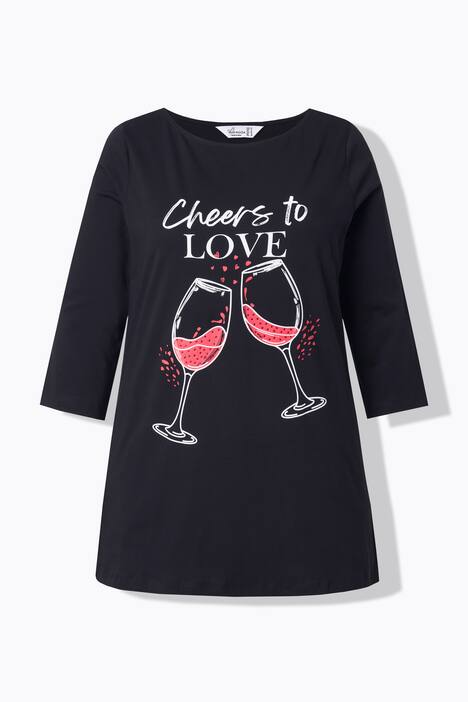 T-paita, A-linjainen, viinilasiaihe ja teksti