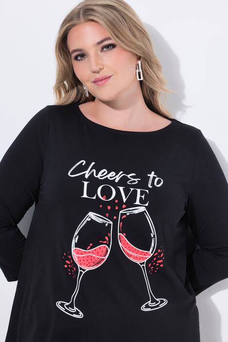 T-paita, A-linjainen, viinilasiaihe ja teksti