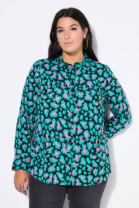 Camicia dal taglio dritto e ampio con colorato design leopardato