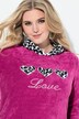 Hettegenser, fleecegenser, leopard-detaljer