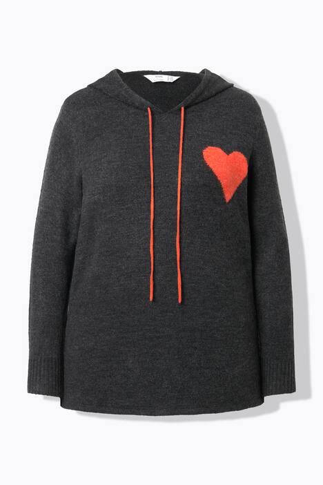 Maglione dal taglio dritto con cuoricino e cappuccio