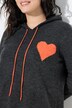 Maglione dal taglio dritto con cuoricino e cappuccio