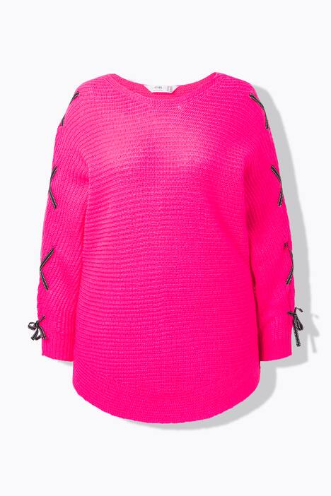 Pullover i loose fit, med flagermusærmer og dekorativ snøring