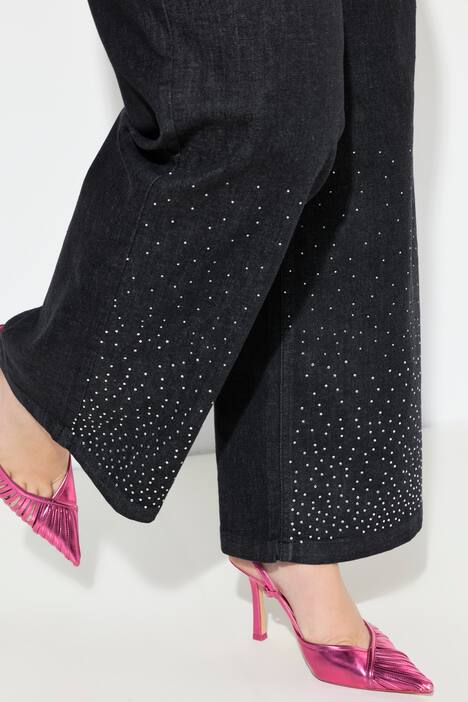Jeans boot cut modello Nora con zampa d'elefante brillante e cinque tasche