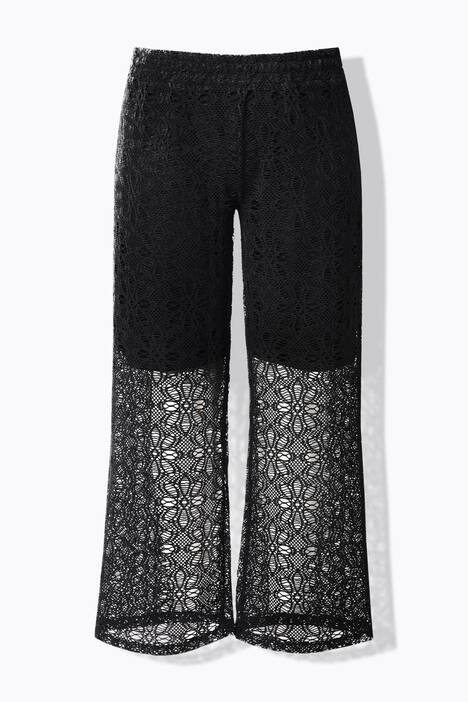Pantaloni con pizzo, taglio della gamba dritto e cintura elastica
