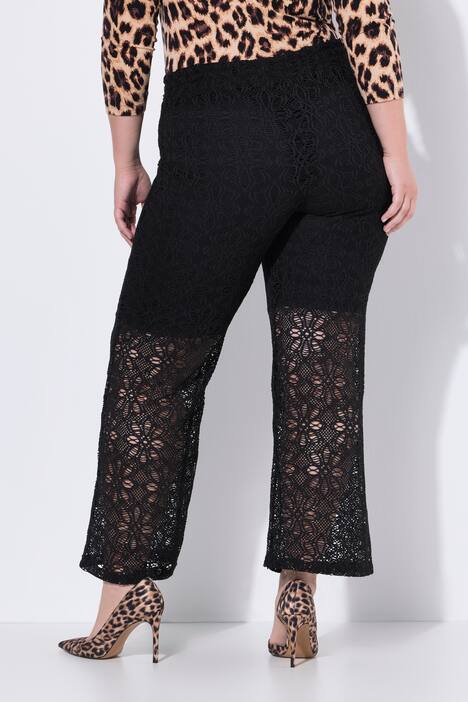 Pantaloni con pizzo, taglio della gamba dritto e cintura elastica