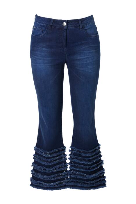 Bootcut džíny Lea, třásňové okaje na lemu, 5 kapes