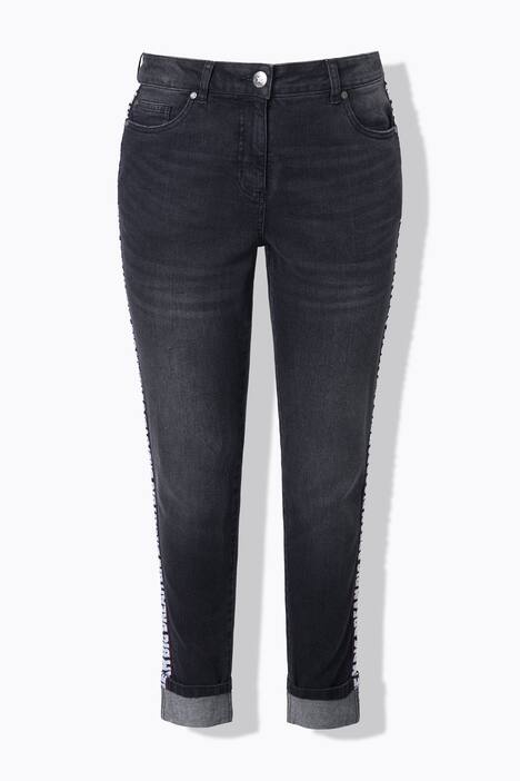 Lea mom-jeans, sidestriber med wording, 5-pocket