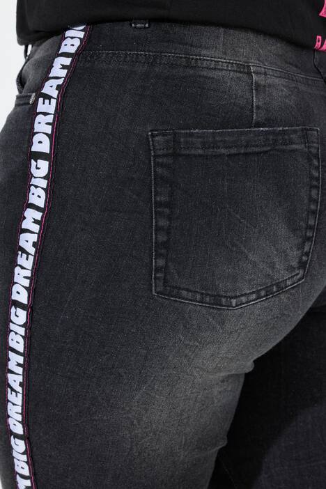 Lea mom-jeans, sidestriber med wording, 5-pocket