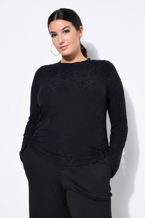 T-shirt à manches longues, coupe Slim Shape et motif jacquard