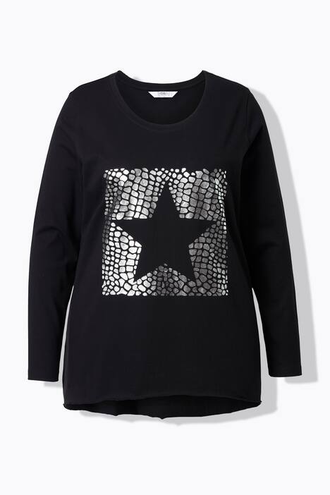 T-shirt coupe évasée, manches longues et étoile métallique