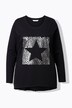 T-shirt i A-snit, metallisk stjerne, med lange ærmer