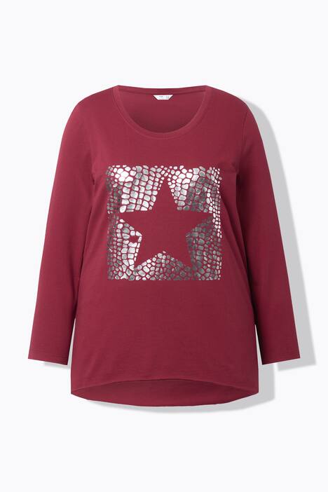 T-shirt, A-lijn, metallic ster, lange mouwen