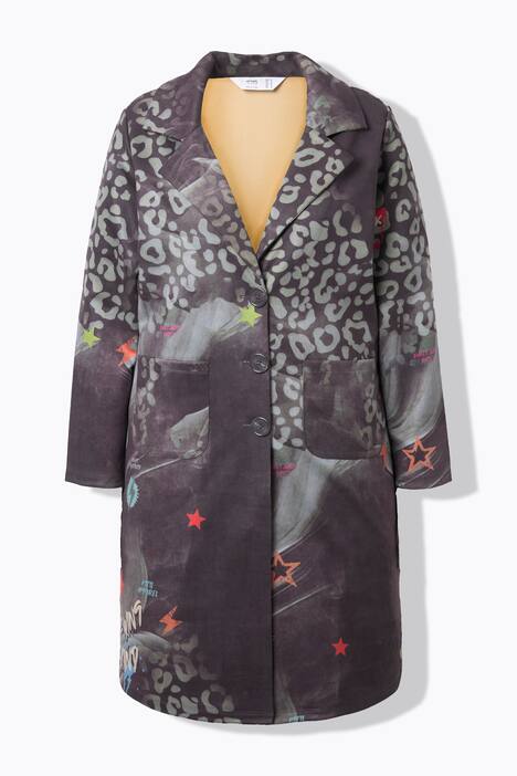 Blazer dal taglio lungo e comodo con stampa effetto patchwork
