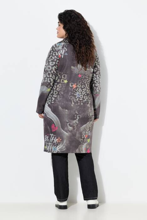 Blazer dal taglio lungo e comodo con stampa effetto patchwork