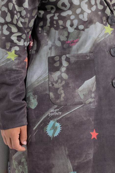 Blazer dal taglio lungo e comodo con stampa effetto patchwork