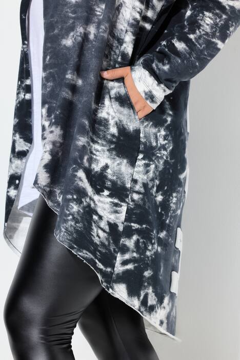 Giacca di felpa aperta con stile batik e HAPPY sul retro